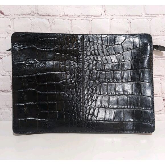 VAGABOND SHOEMAKERS Black Croc Embossed Leather Clutch Pouch Attache EUC - Picture 4 of 14